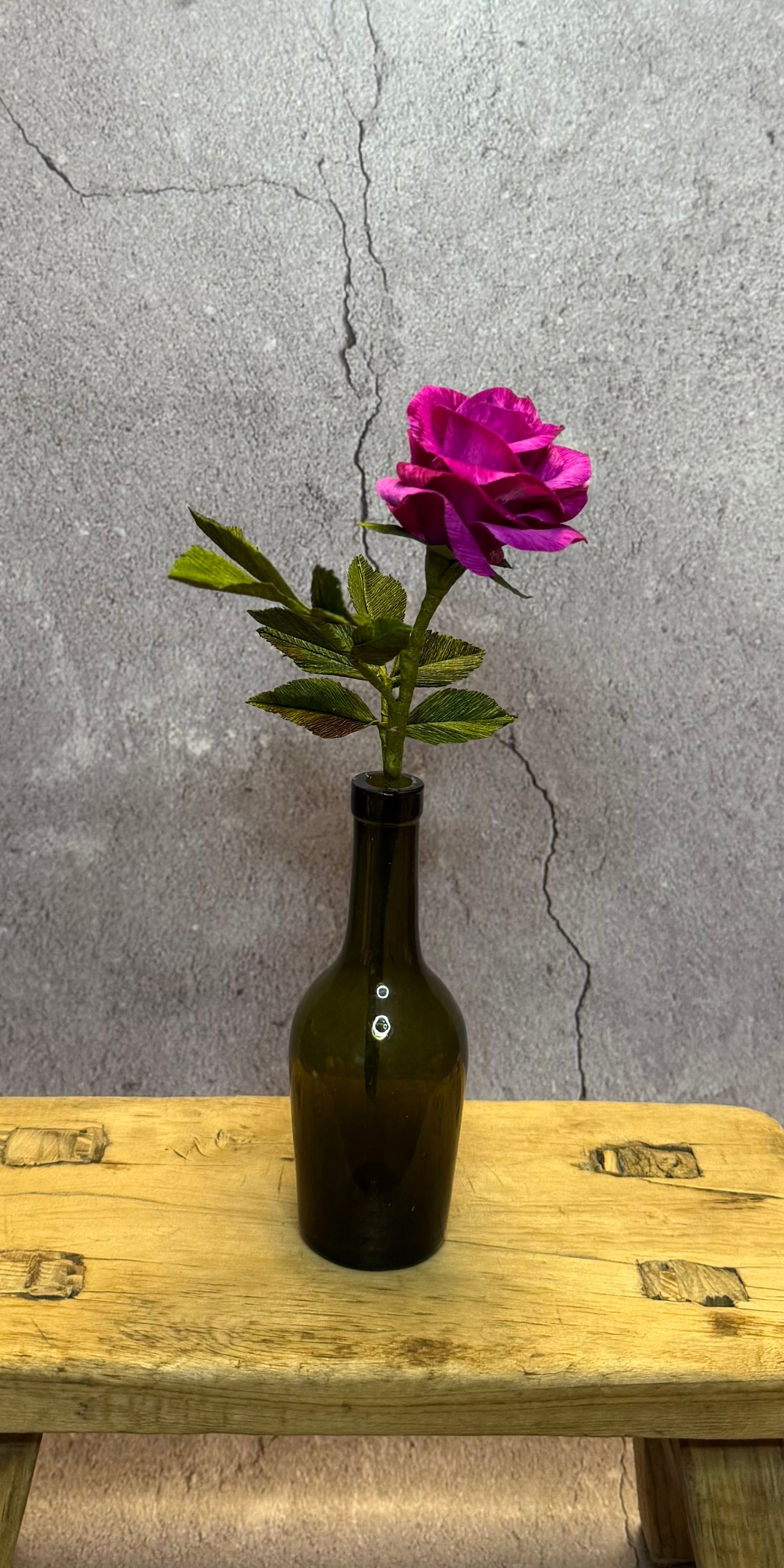 Single Fuchsia Min Rose in Vase