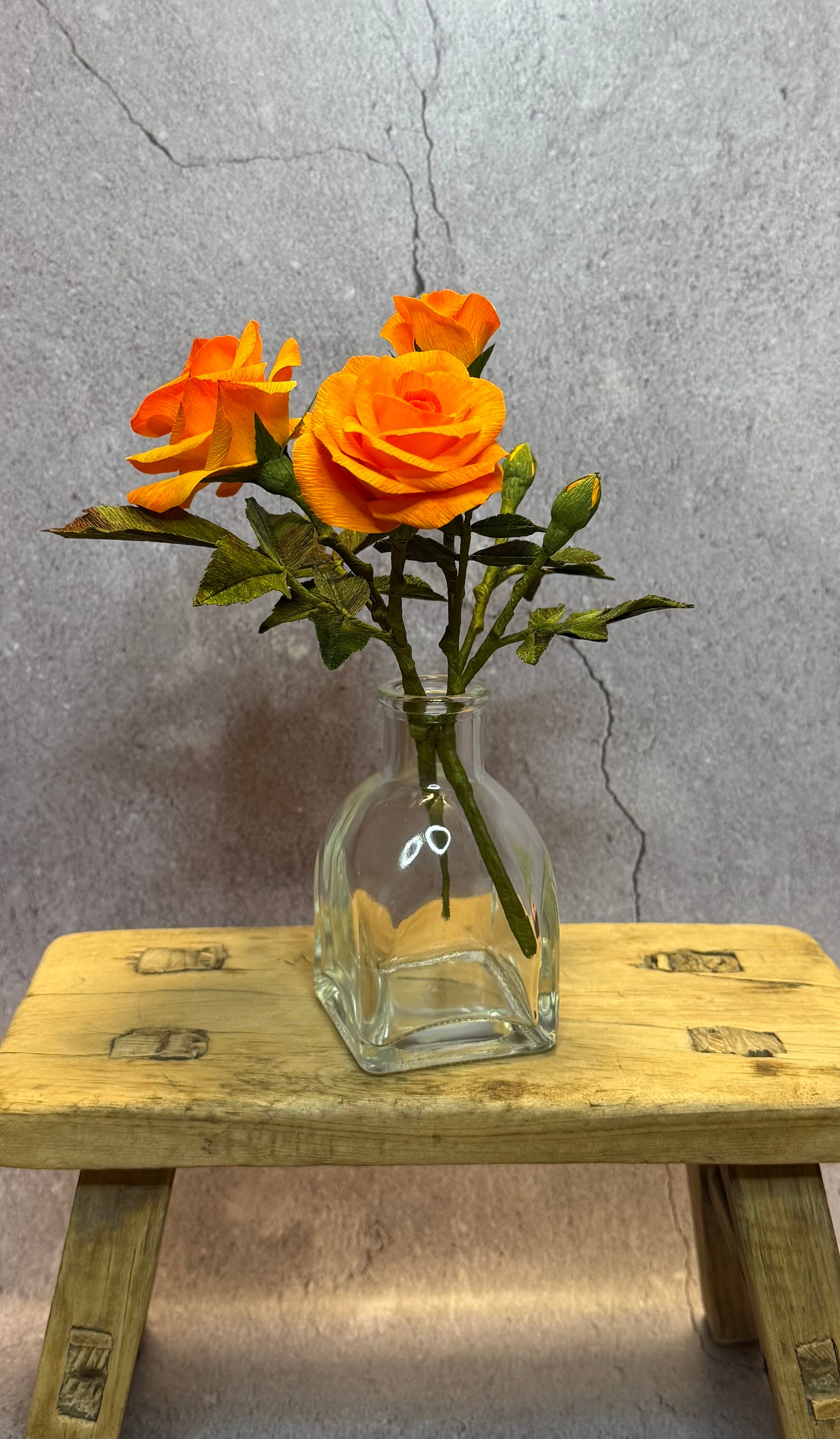 Orange Mini Rose Bouquet in Vase