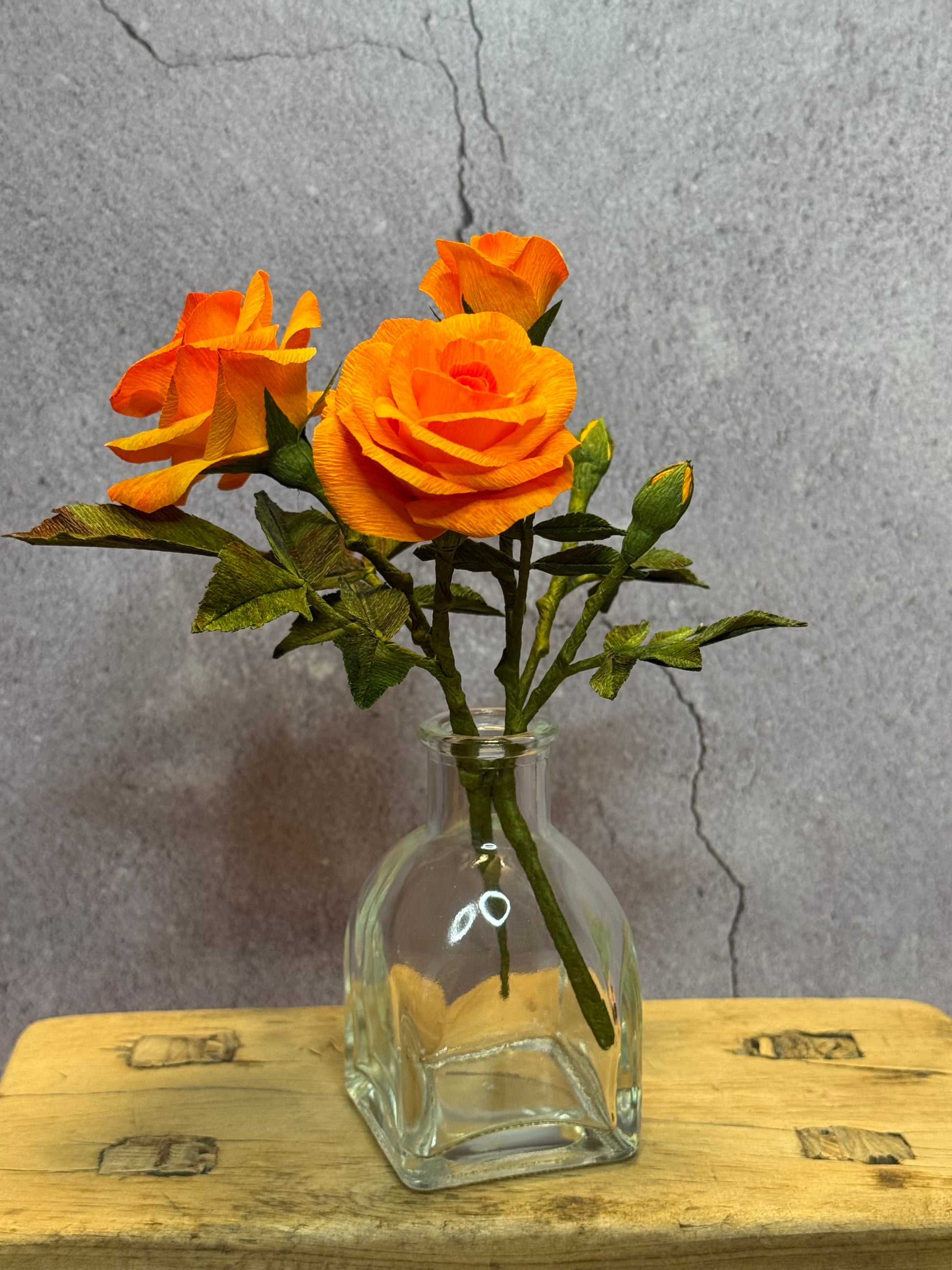 Orange Mini Rose Bouquet in Vase