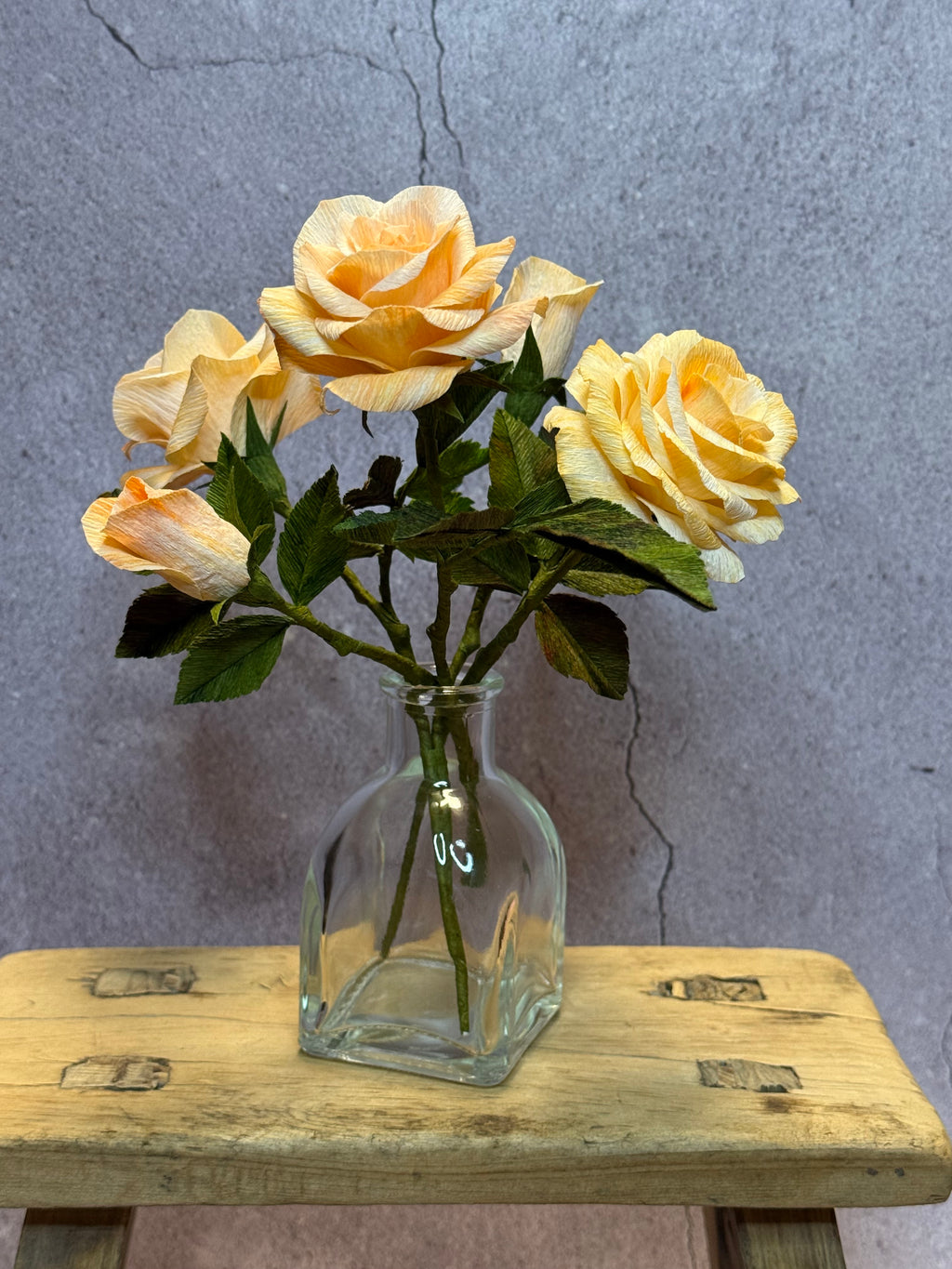 Peach Mini Rose Bouquet in Vase