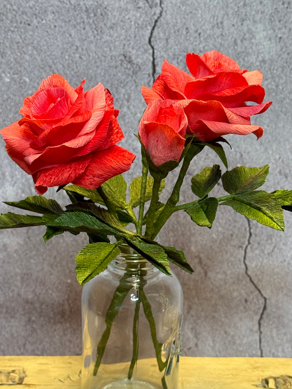 Coral Mini Rose Bouquet in Vase