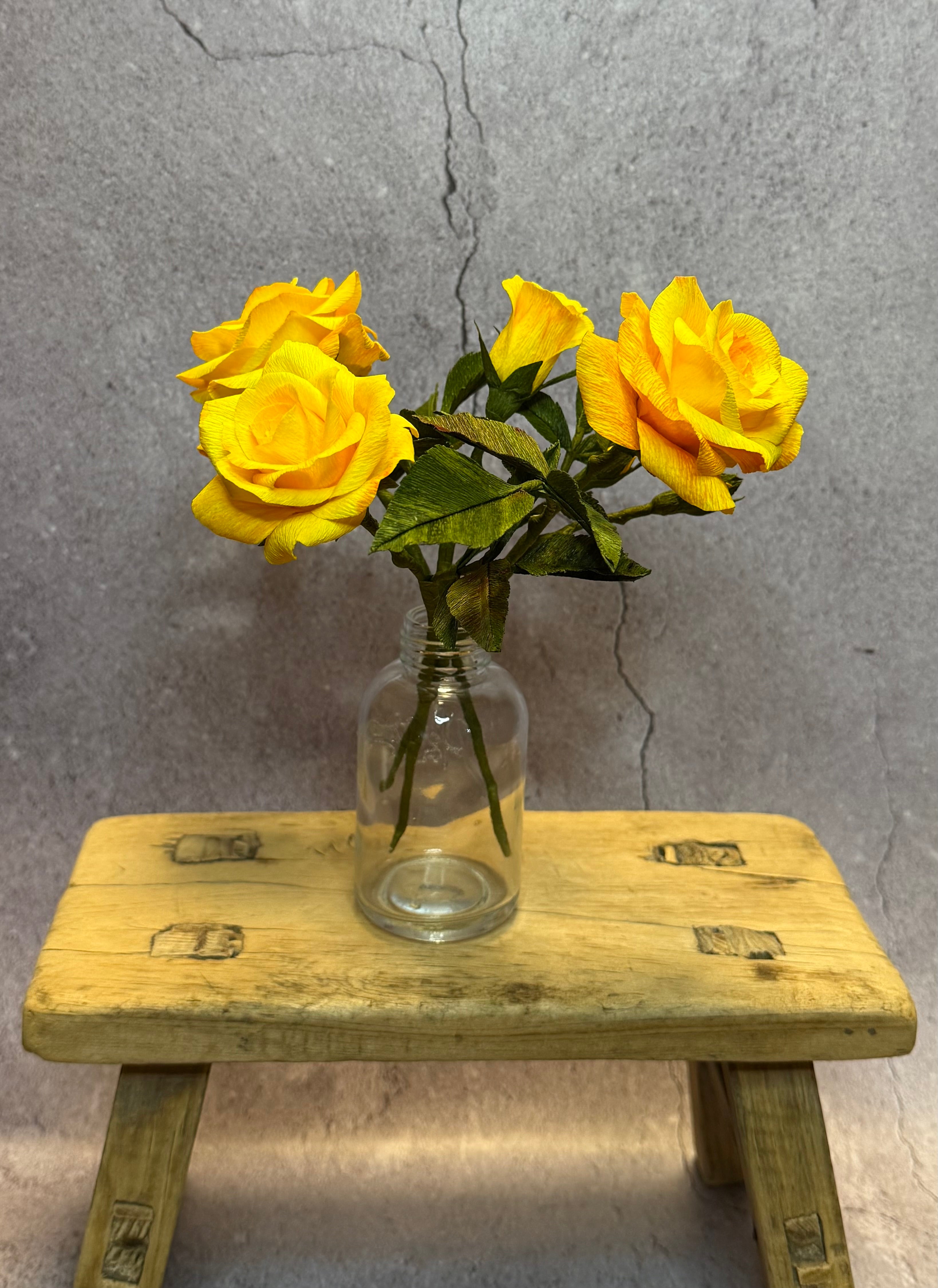 Yellow Mini Rose Bouquet in vase